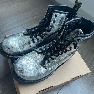 Girls silver Dr. Martens size 4 .